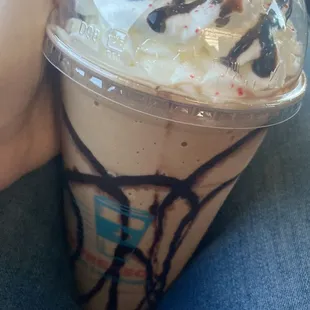 Large, peppermint mocha frap, available only on the winter seasonal menu.