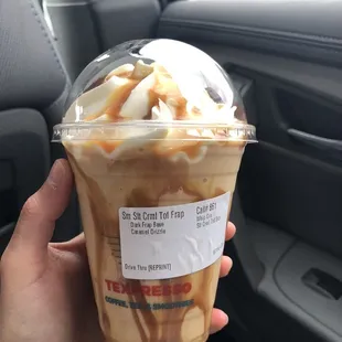 Sea Salt Caramel Toffee Frap! W/ extra caramel drizzle!