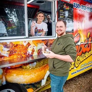 Happy Customer ordering food (Our 1st customer!)