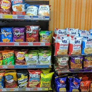 a variety of chips and snacks