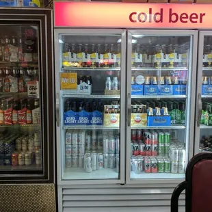 a cold beer display