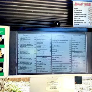 a menu for the restaurant