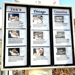 a menu for the restaurant