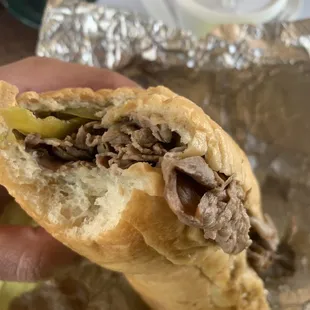Italian beef. Wet with sweet peppers.