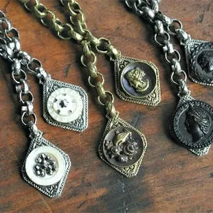 antique button necklaces