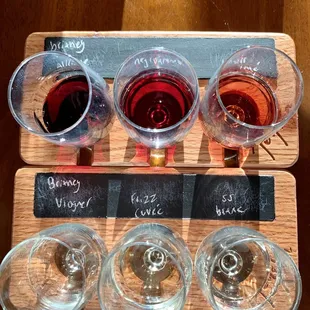 a flight of wine glasses