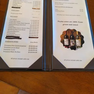 Wine menu