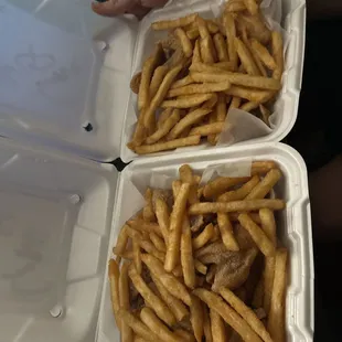 We got two 6 piece wing meals with fries, cost somewhere around $30 and it's too die for. Fills you up, delicious, local.