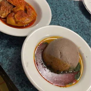 Amala Swallos with Any Kind of Soup, 2 Beef and Fish