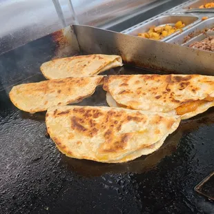 quesadillas on a grill