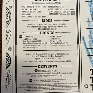 a menu for a restaurant