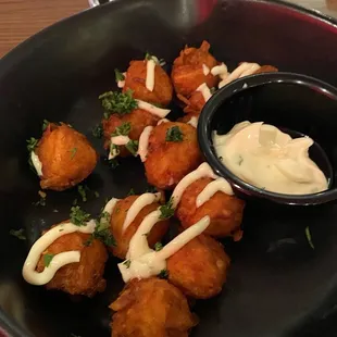 Truffle tots . Such a random tater tot dish, no taste of truffle, so small and awkward shaped