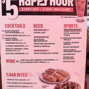Happy Hour Menu.