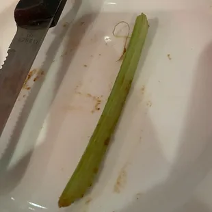 Celery that came with boneless wings...the skinniest celery I&apos;ve ever been presented with