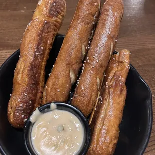 Soft Pretzels with jalapeño cheese -Pretty good