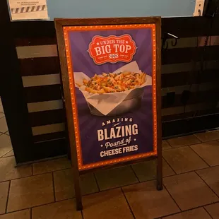 a sign in a restaurant