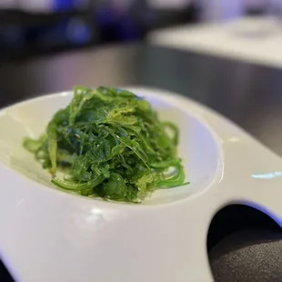 a plate of seaweed