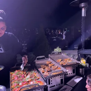 The most delicious prosciutto and mozzarella and mushroom flatbreads