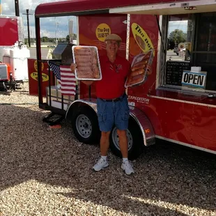 The owner and Tha Dog Food Trailer