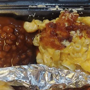 Brisket Mac n Cheese and Baked Beans Perfection had more Brisket but I ate some before Pic was Take lol, had to smell was amazing.