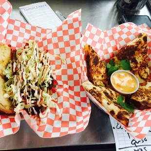 Sliders and quesadilla