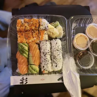 Shrimp Tempura Roll, California Roll, Philly roll