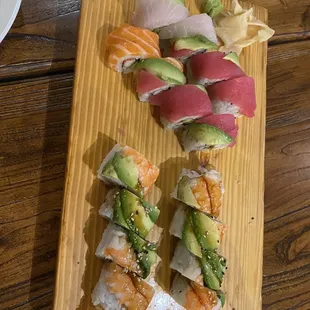 Rainbow Roll and double shrimp roll