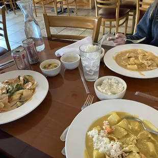 Red Curry Chicken, yellow curry and massaman curry. Everything was delicious!!