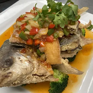 A WHOLE FISH WITH CHILI SAUCE