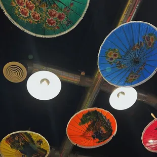 Cute little Thai umbrellas hanging from the ceiling