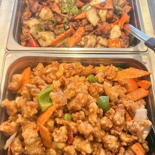 two trays of food