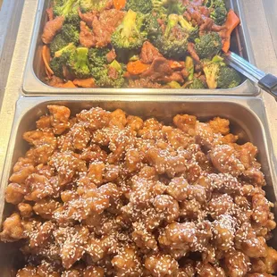 two trays of food