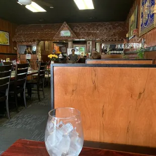 a glass of water on a table