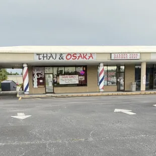 the front of a barber shop