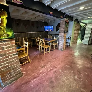 Seating opposite the bar