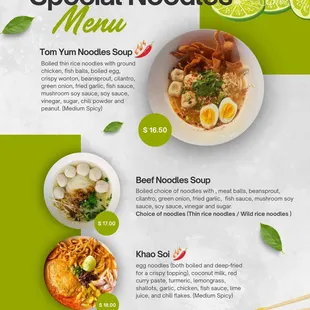 ramen and noodles, menu