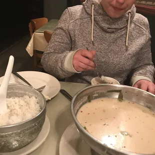 Tom Kha served with steamed rice