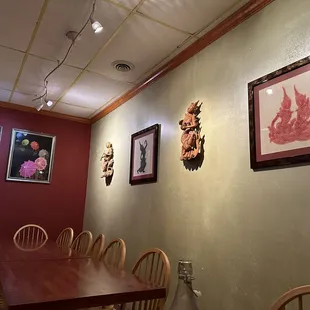 a table and chairs in a restaurant