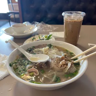 Combination Pho with B3. Vietnamese Milk Coffee
