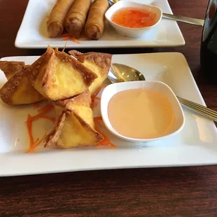 Amazing spring rolls and crab rangoon!
