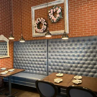 the seating area of the restaurant