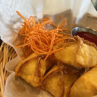 Crab Rangoon.  Very well flavored!