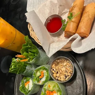 Spring Rolls, Healthy summer Rolls, Thai iced tea