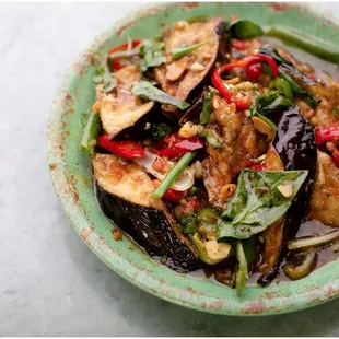 Gluten-free Basil Eggplant Stir-fry with non-GMO and sustainable ingredients