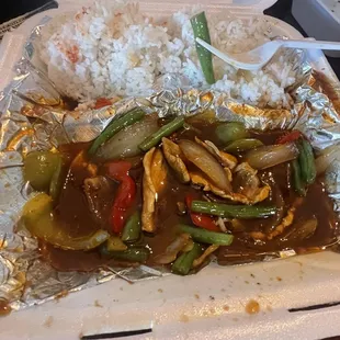 Very disappointed this is an order I just picked up it literally has all rice very little vegetables and chicken.