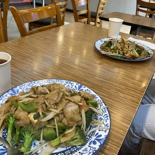 My friend and I got a vegetarian and chicken Pad Kee mow
