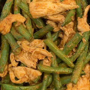 Green bean chicken with house curry sauce.