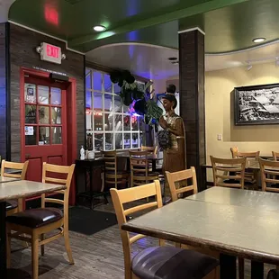 tables and chairs in a restaurant