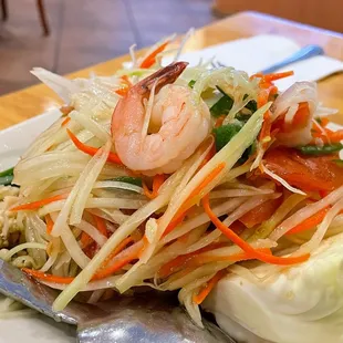 shrimp and vegetables on a plate