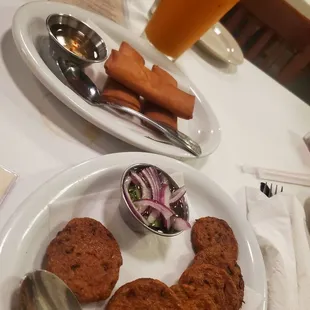 Thai tea, fish cake, and cheese rolls